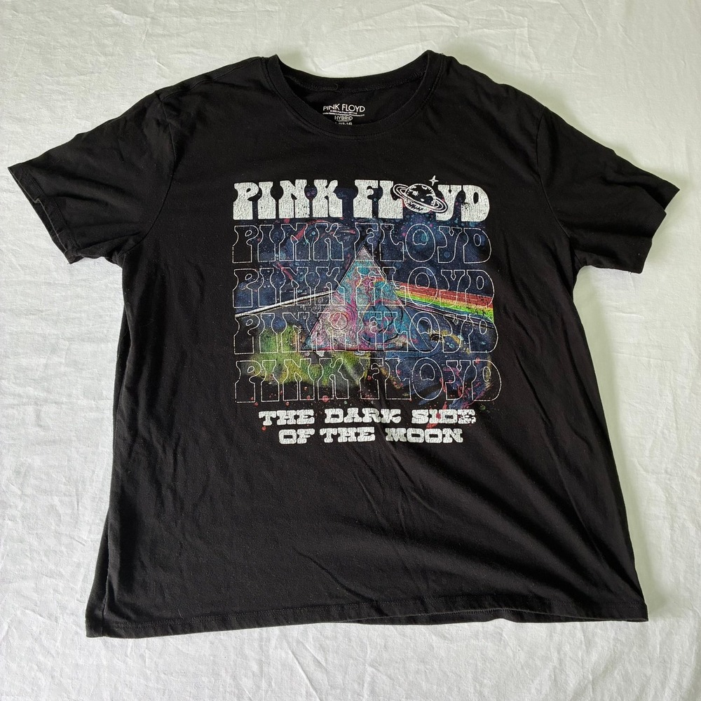 Pink Floyd Dark Side of the Moon Graphic Tee Black Hybrid Apparel Large 12-14